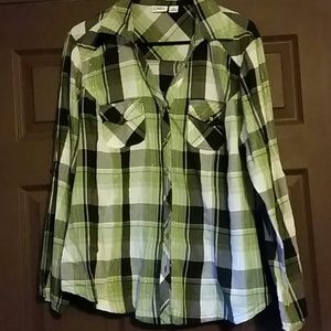 Green and black plaid shirt