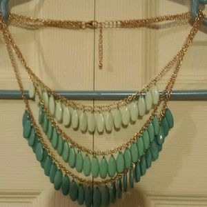 Gold and mint layer necklace