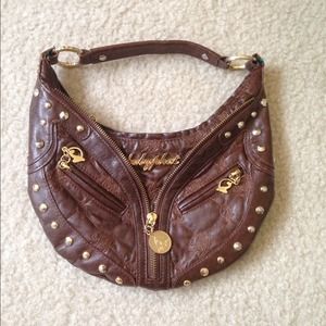 Brown Shoulder Bag with Gols studs