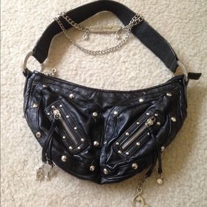 Black Shoulder bag with Silver studs