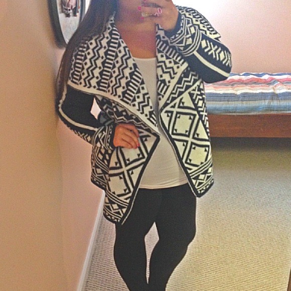 SOLD  Navy and white Aztec sweater