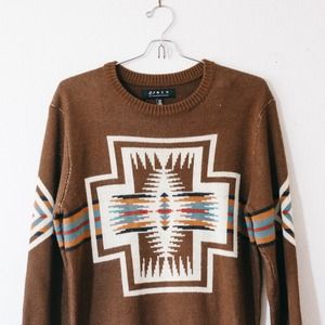 Forever21 navajo oversize sweater pullover (brown)