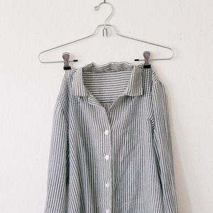 Striped button up blouse top (black / white)