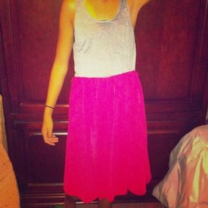 Knee length pink/grey dress