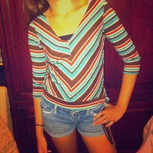 Cute striped tight-ish elbow length top