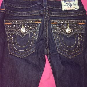 True Religion straight/skinny fit rhinestone jeans