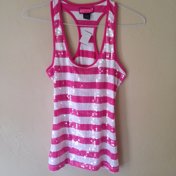 NWT💕Sequin Pink Striped Tank