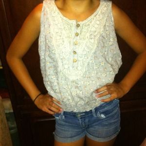 Floral light blue tank