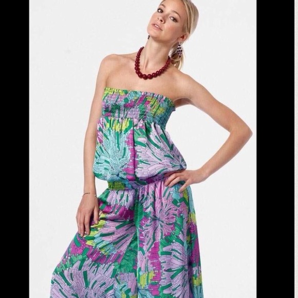 💚Floral strapless jumpsuit💜