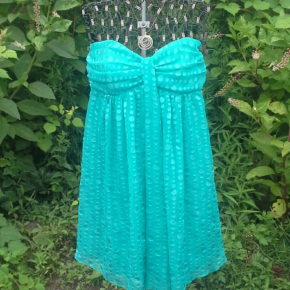 Teal Strapless/or strapped Express dres