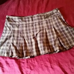 Pink and Brown Plaid Skirt