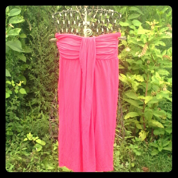 H&M Hot Coral strapless stretch dress