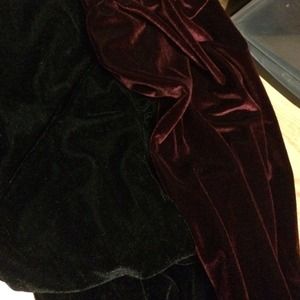 Black and maroon velvet leggings