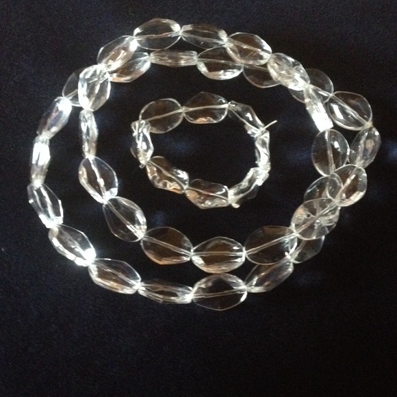 Clear Beaded Necklace and Bracelet Combo