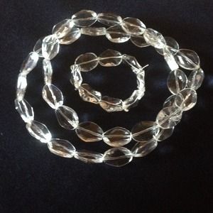 Clear Beaded Necklace and Bracelet Combo