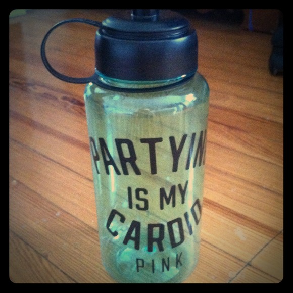NWOT PINK 'Partying Is My Cardio' water bottle