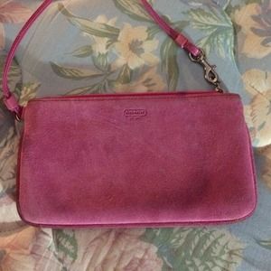 Coach pink suede wristlet