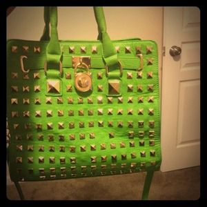 MK GREEN STUDDED BAG