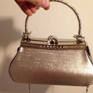 Hard shell silver going out purse