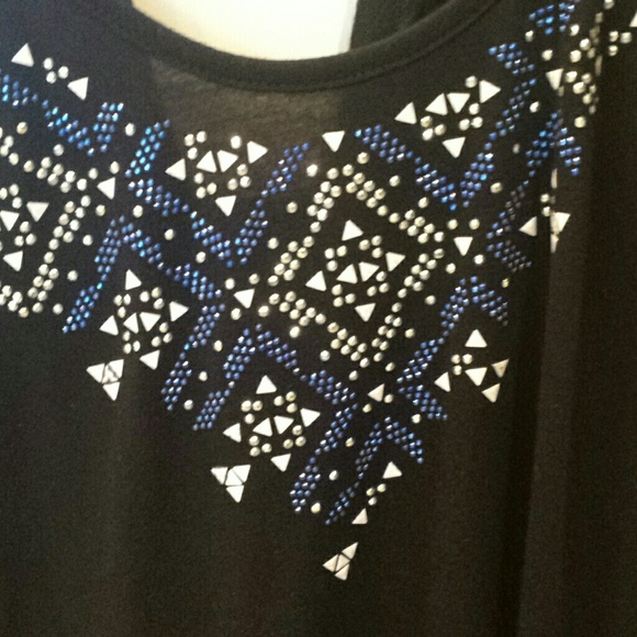 Black with blue/silver beading tank top - Picture 2 of 4
