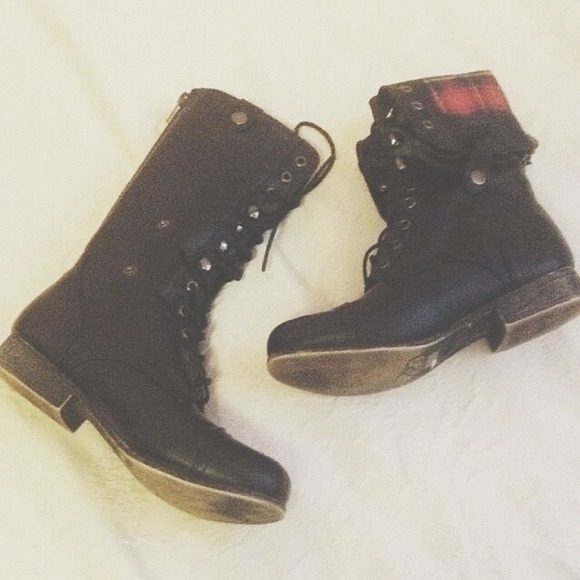 Black combat boots