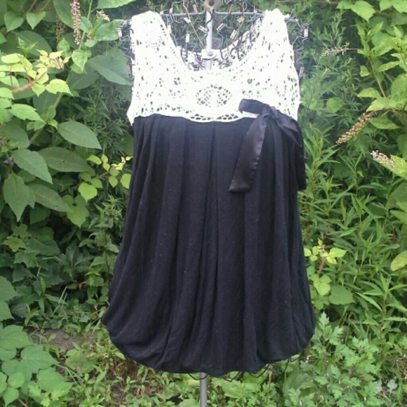 Little black dress white crochet top