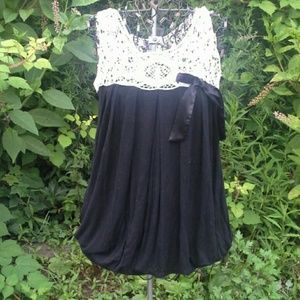 Little black dress white crochet top