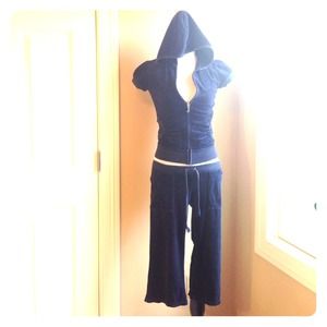 Juicy Couture Velour Tracksuit Navy Blue
