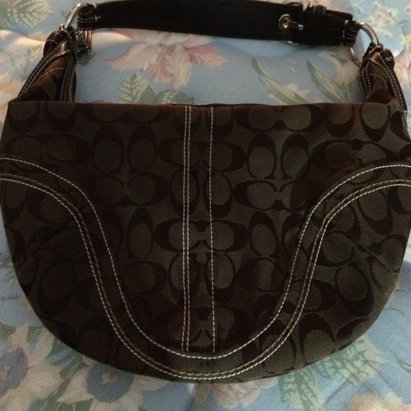 Brown canvas Coach bag