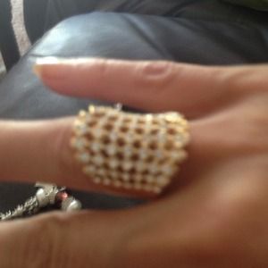 Gold plated ring with rhinestones size 6 1/2 - 7