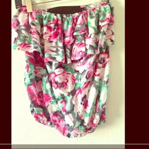 Strapless beautiful floral shirt