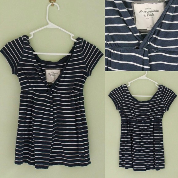 Navvy blue and white striped top.