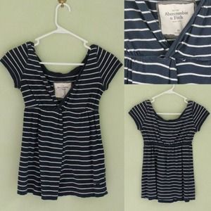Navvy blue and white striped top.