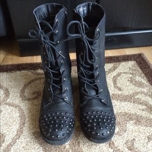 Black studded combat boots