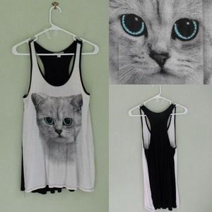 Black and white flowy cat tank top.