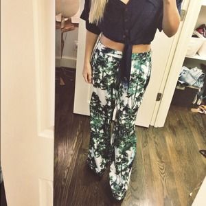 Boho palm tree silk pant!