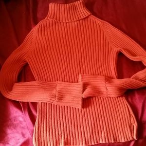 American Eagle Orange Ribbed Turtleneck