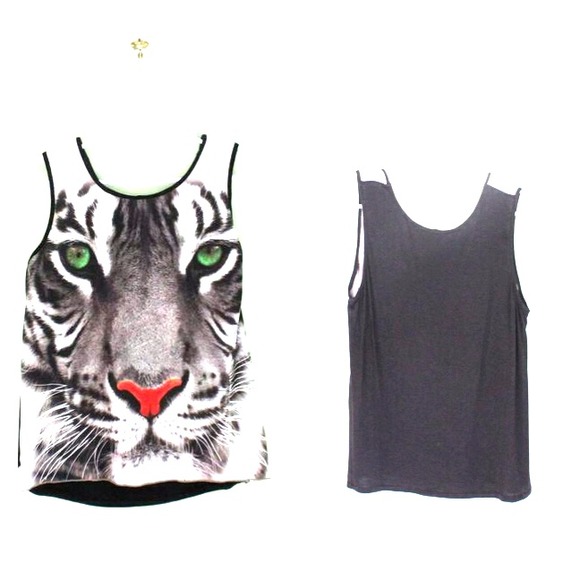 White tiger face tank top.