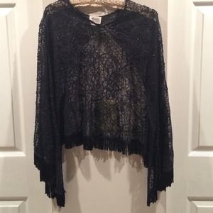 Sequined Mesh Pullover Shawl