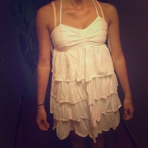 White ruffled forever 21 dress nice for summer!