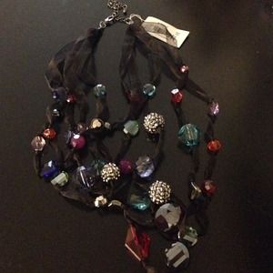 Beautiful navy necklace with colorful beads