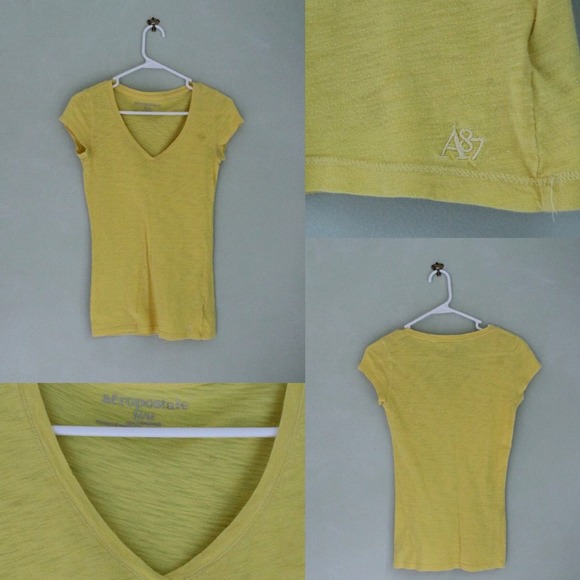 Plain yellow fitted v neck