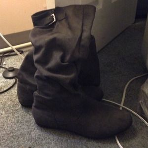 Grey suede boots