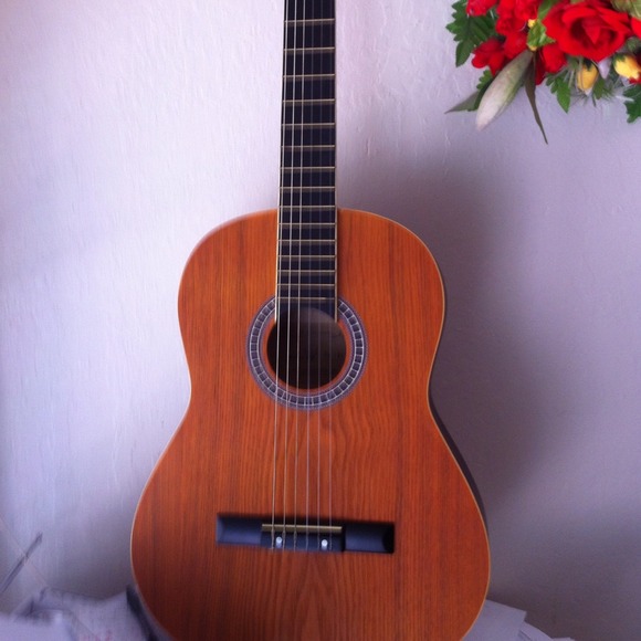 Matte wood red honey guitar