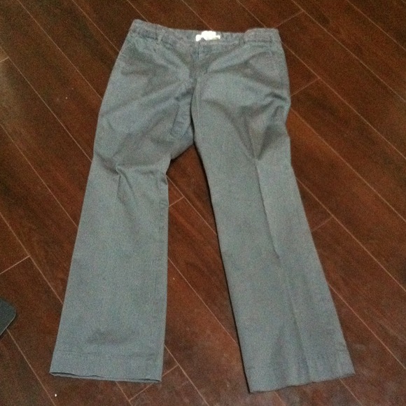 grey striped slacks stretchy