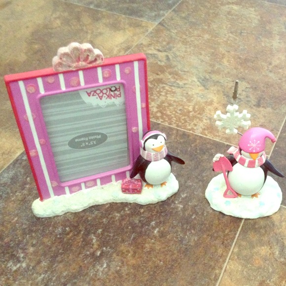 Pink Penguin Picture Frame set