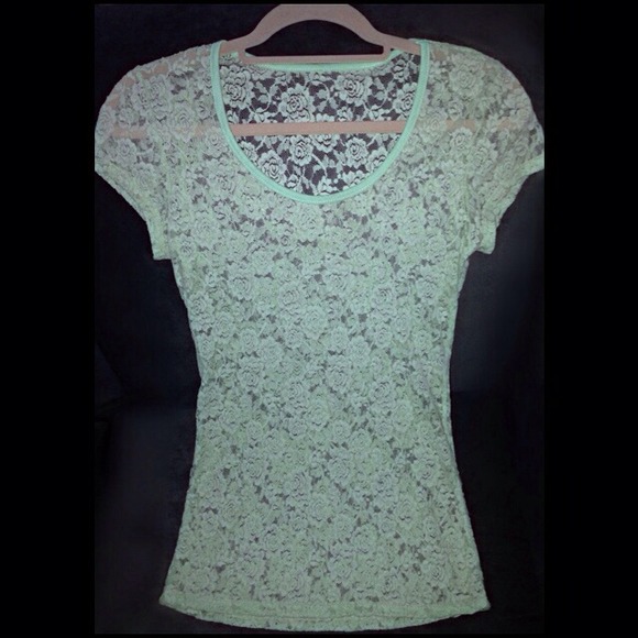 Love Culture Tops - Mint Green Lace Top