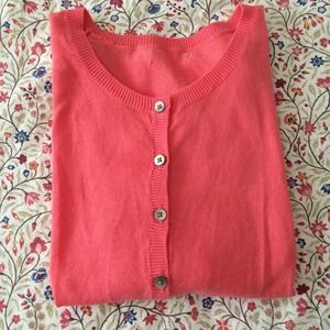 Simple Coral Cropped Cardigan
