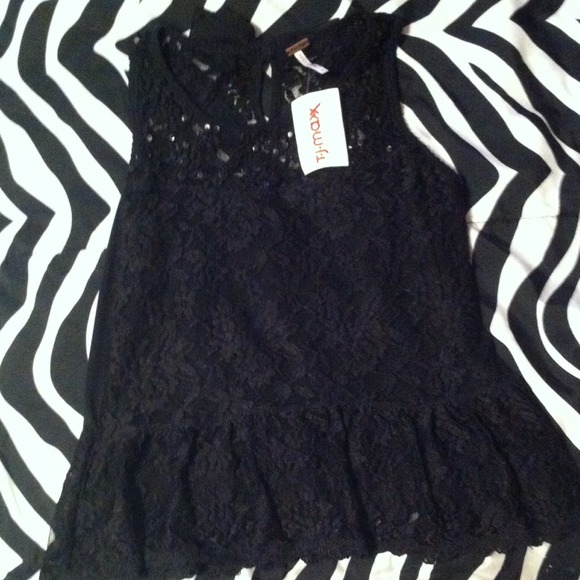 Black lace peplum top