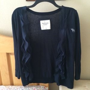 A&F Navy Ruffled Lining Cardigan